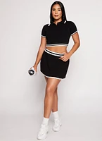 Womens Knit Varsity Stripe Pleated Skort,