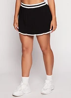 Womens Knit Varsity Stripe Pleated Skort,