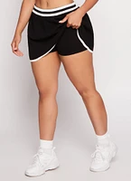 Womens Knit Varsity Stripe Pleated Skort,