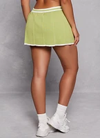 Womens Knit Varsity Stripe Pleated Skort,