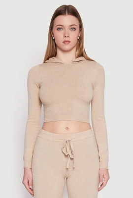 Womens Daisy Cropped Hooded Pullover Sweater,
