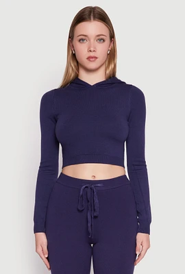 Womens Daisy Cropped Hooded Pullover Sweater,