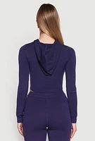 Womens Daisy Cropped Hooded Pullover Sweater,