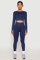 Womens Daisy Seamless Acid Wash High Waist Leggings, L
