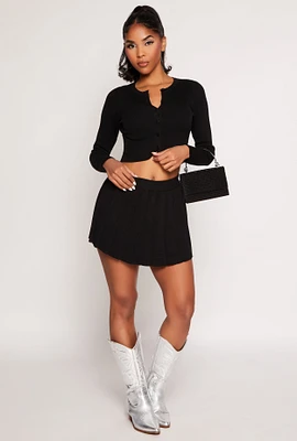 Womens Daisy Knit Pleated Skirt,