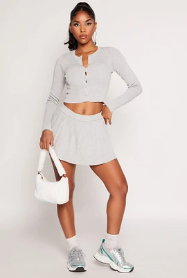 Womens Daisy Knit Pleated Skirt,