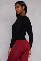 Womens Daisy Cable Knit Cropped Sweater, Black, Size XL