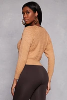 Womens Daisy Cable Knit Cropped Sweater,