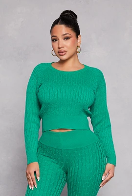 Womens Daisy Cable Knit Cropped Sweater,