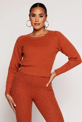 Womens Daisy Cable Knit Cropped Sweater,