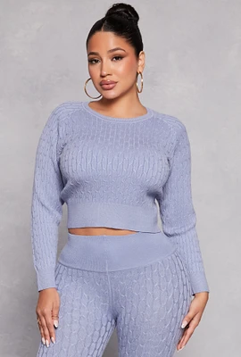 Womens Daisy Cable Knit Cropped Sweater,