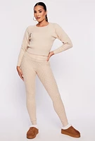 Womens Daisy Cable Knit High Waist Leggings,