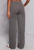 Womens Daisy Brushed Knit Wide Leg Pants, Grey, Size L