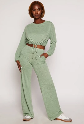 Womens Daisy Brushed Knit Wide Leg Pants,