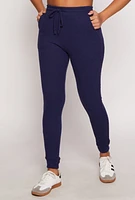 Womens Brushed Knit Drawstring High Waisted Joggers,