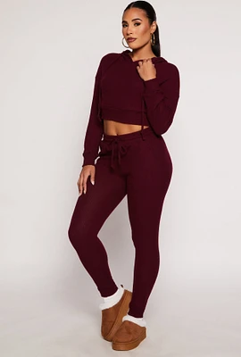 Womens Brushed Knit Drawstring High Waisted Joggers,