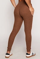 Womens Brushed Knit Drawstring High Waisted Joggers,