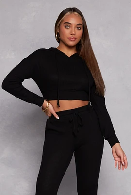 Womens Daisy Drawstring Hooded Crop Top, S