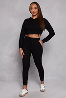 Womens Daisy Drawstring Hooded Crop Top, S