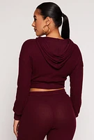 Womens Daisy Drawstring Hooded Crop Top,