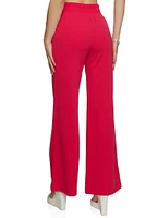 Womens Tie Front Waist Wide Leg Pants,