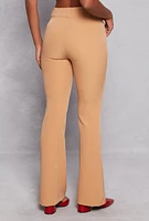 Womens Crepe Knit Flare Dress Pants, Khaki, Size S