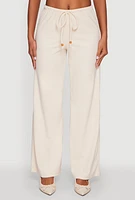 Womens Haute Monde Brushed Knit Drawstring Waist Wide Leg Pants,