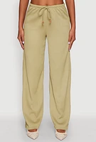 Womens Haute Monde Textured Knit Drawstring Waist Wide Leg Pants,