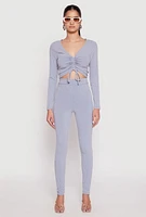Womens Rib Knit High Waisted Leggings,