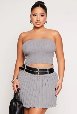 Womens Haute Monde Ribbed Tube Top, Grey, Size S