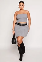 Womens Haute Monde Ribbed Tube Top, Grey, Size S