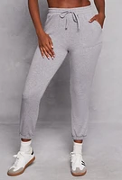 Womens Haute Monde High Waist Drawstring Joggers, Grey, Size S