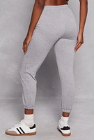 Womens Haute Monde High Waist Drawstring Joggers, Grey, Size S