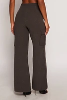 Womens Iris Wide Leg Cargo Sweatpants, Grey, Size M