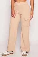 Womens Iris Wide Leg Cargo Sweatpants, Beige,