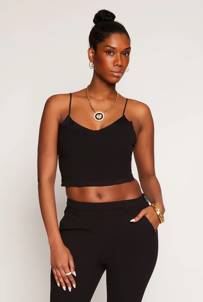 Womens Scoop Neck Sleeveless Crop Top,