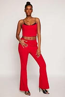 Womens Scoop Neck Sleeveless Crop Top, Red, Size M