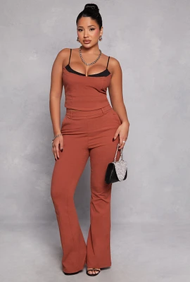 Womens Iris Flare Dress Pants, Brown, Size M