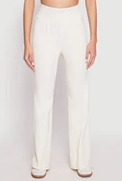 Womens Elastic Waist Flared Sweatpants, White, Size L