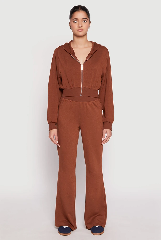 Womens Elastic Waist Flared Sweatpants,