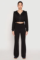 Womens Zip Front Cropped Hoodie,