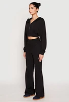 Womens Zip Front Cropped Hoodie,