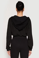 Womens Zip Front Cropped Hoodie,