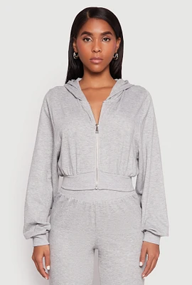 Womens Zip Front Cropped Hoodie,