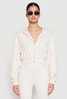 Womens Zip Front Cropped Hoodie, S