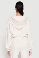 Womens Zip Front Cropped Hoodie, S