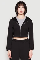 Womens Iris Zip Front Cropped Hoodie, Black, Size L