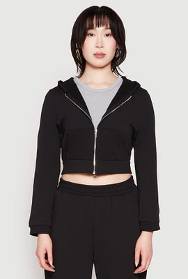 Womens Iris Zip Front Cropped Hoodie,