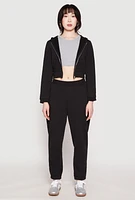 Womens Iris Zip Front Cropped Hoodie, Black, Size L