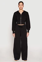 Womens Iris Fleece Zip Front Cropped Hoodie, M